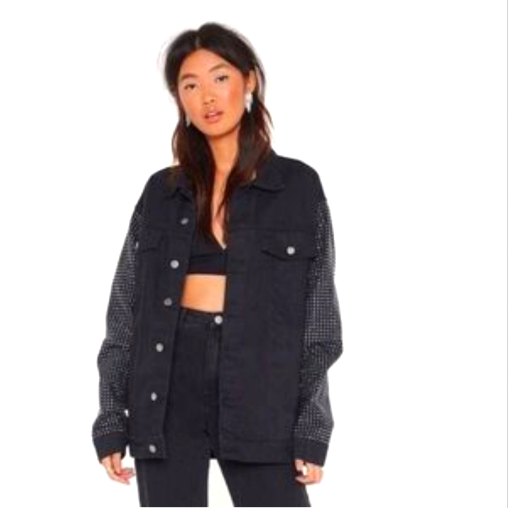 NastyGal Collection-Diamante Denim Jacket Size ,8